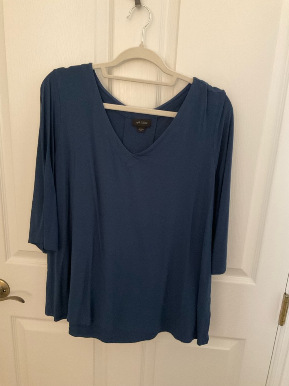 J. Jill Blue V-Neck Draped Women's Top, XL